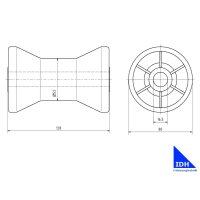 Kielrolle 130 mm (d=15mm)